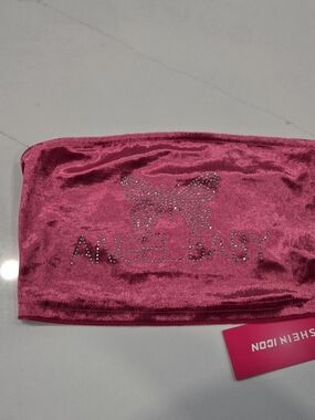 Angel Baby Pink Velvet Rhinestone Tube Top ✨️ Make An Offer ✨️